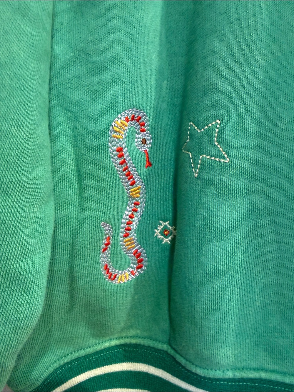 MOTHER The BIG Sport Sweatshirt-Mother Fifteen 15 Green Embroidered Size M NWT - Picture 7 of 10